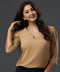 Scalloped Solid Light-Brown Top